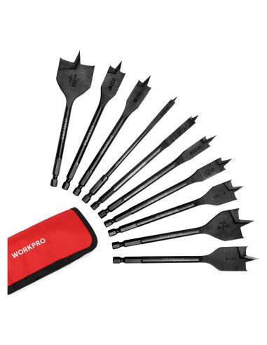 Juego de Brocas de Espada WORKPRO 10 Piezas Acero Carbono