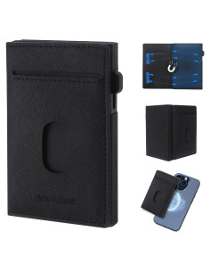 Billetera RFID Slim Sovirose para Hombres - Cuero Negro, 7 Tarjetas