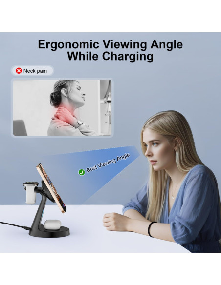 Estación de Carga Inalámbrica 3 en 1 Augnner 15W para iPhone