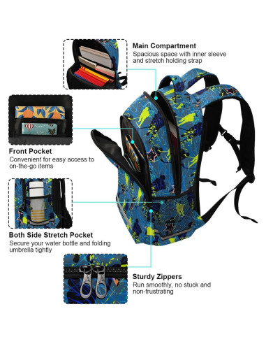 Mochila Escolar Caikeny Azul para Niños 30L 42.4x17.3cm