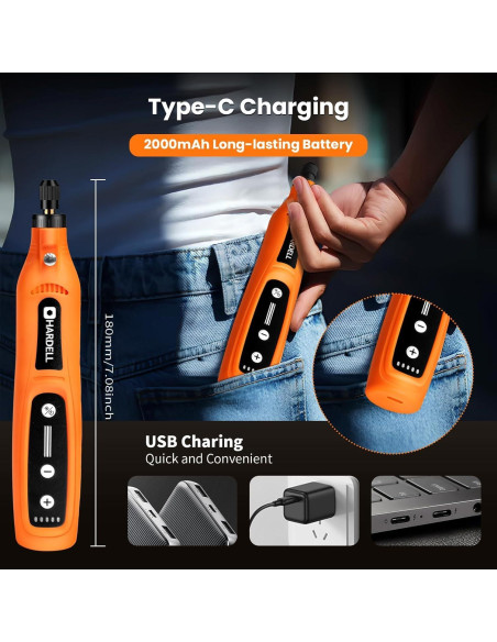 Herramienta Rotativa Inalámbrica HARDELL 4V 69 Piezas 2000mAh