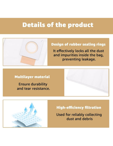 Bolsas de Filtro de Reemplazo Lakapre 191C26-2 - Paquete de 10