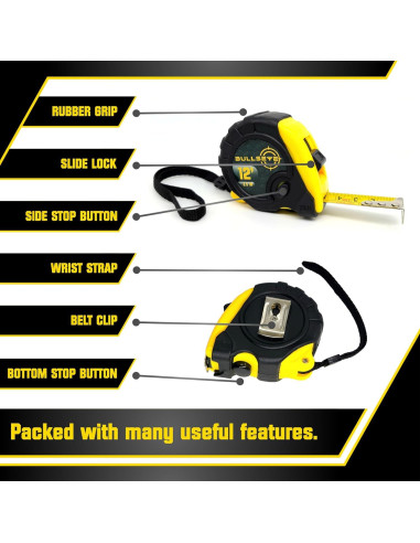 Cinta Métrica Retráctil Bullseye 3-Pack Amarillo 3m