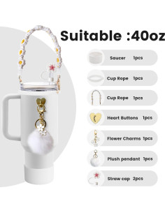 Accesorios para Taza Stanley 40oz y 30oz Puvxgur 8PCS Blanco 2