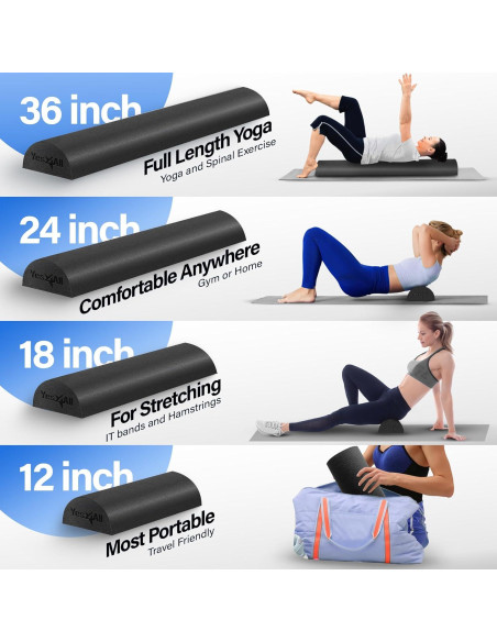 Rodillo de Espuma Mediana Firme Yes4All 30.48 cm para Masaje