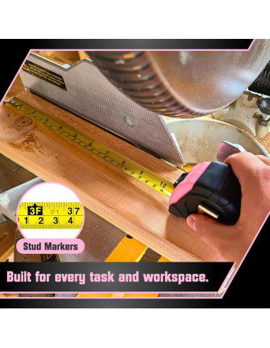 Cinta Métrica Bullseye 4.88 Metros Rosa Retráctil Premium