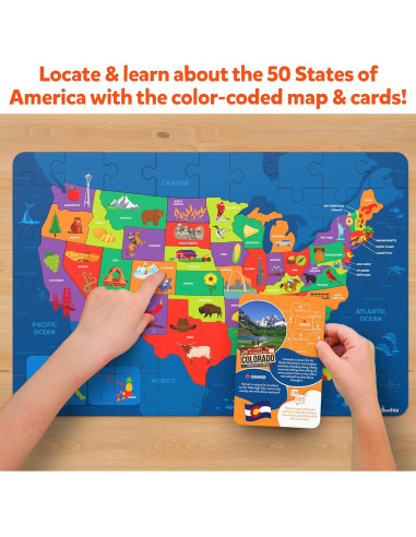 Rompecabezas Educativo Skillmatics Mapa de EE.UU. 75 Piezas