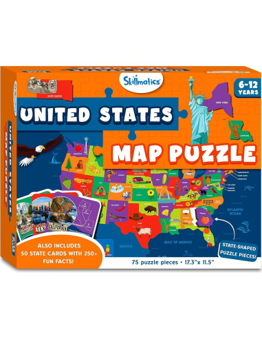 Rompecabezas Educativo Skillmatics Mapa de EE.UU. 75 Piezas
