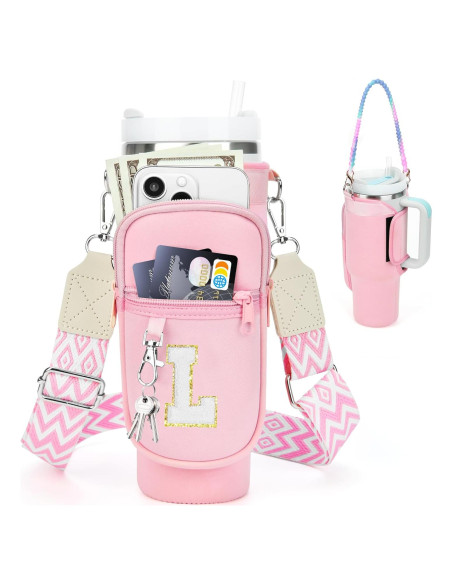 Soporte de Botella de Agua LOKASS Rosa con Correa Ajustable