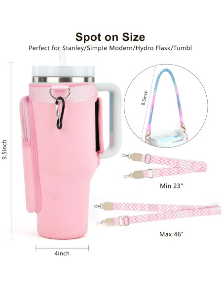 Soporte de Botella de Agua LOKASS Rosa con Correa Ajustable