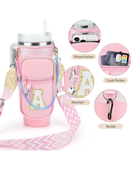 Soporte de Botella de Agua LOKASS Rosa con Correa Ajustable