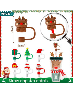 7 Tapas de Silicona Reutilizables Zasukol Navidad 30/40 Oz 2