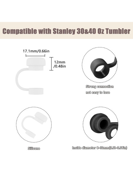 Tapas de Silicona para Popote SEMATA 4 Pcs 10 mm Reutilizables