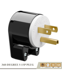 Enchufe Nema 5-15P Ajustable 15A 125V ETL Negro 8 Direcciones 2