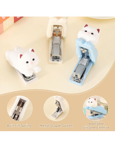 Grapadora Mini Honagu Azul de Silicona para Oficina y Escuela