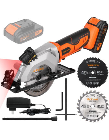 Sierra Circular Inalámbrica Yunirvana 20V 3400RPM 11.43cm