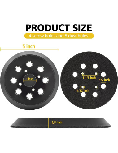 Pad de Reemplazo Lijadora Orbital RUIHONGV 5" Paquete de 2