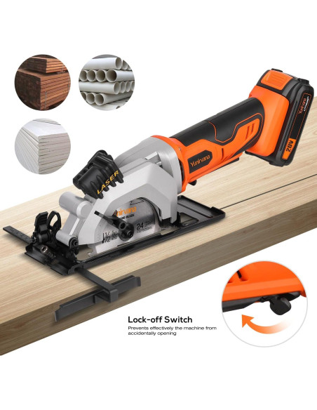 Sierra Circular Inalámbrica Yunirvana 20V 3400RPM 11.43cm