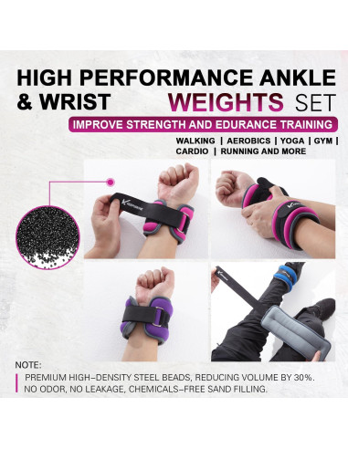 Pesas de Tobillo KEEP2MOVE 0.3Kg Rojo Rosa/Gris Ajustables