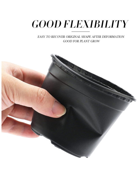 100 Macetas de Plástico Negras KINGLAKE 10.16 cm con Drenaje