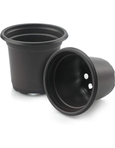 100 Macetas de Plástico Negras KINGLAKE 10.16 cm con Drenaje