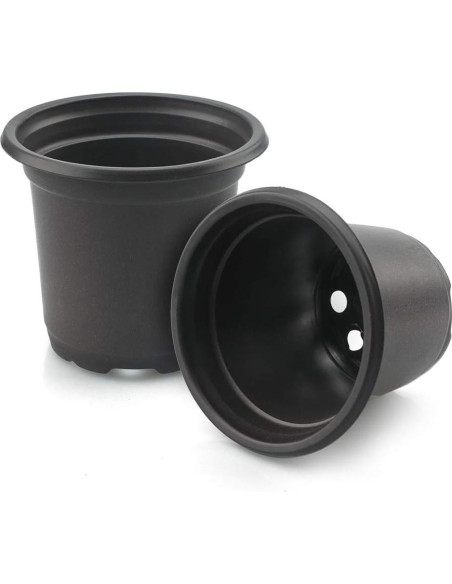 100 Macetas de Plástico Negras KINGLAKE 10.16 cm con Drenaje