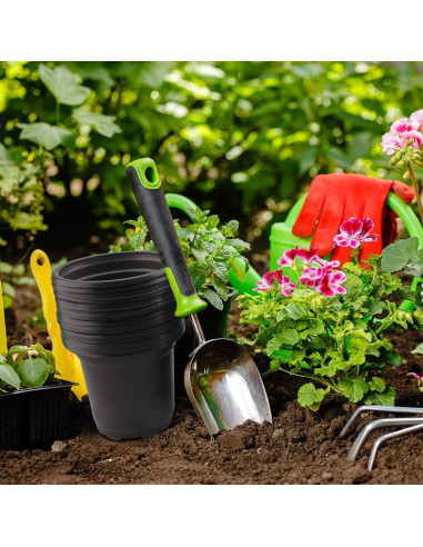 100 Macetas de Plástico Negras KINGLAKE 10.16 cm con Drenaje