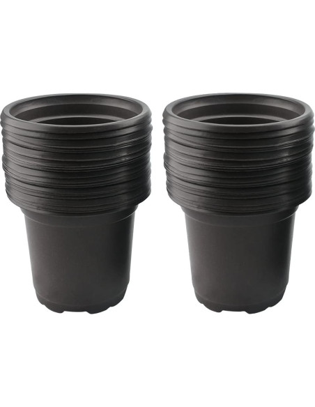 100 Macetas de Plástico Negras KINGLAKE 10.16 cm con Drenaje