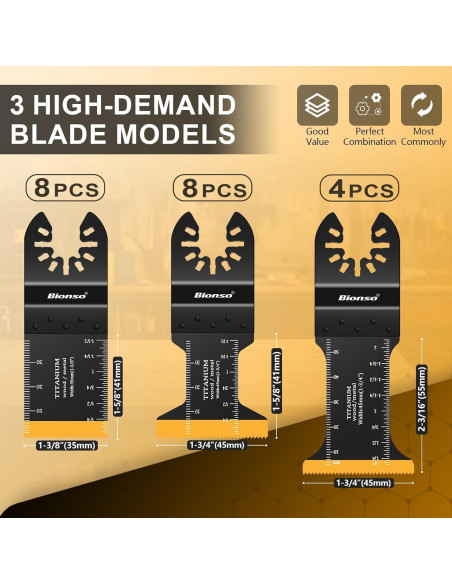Bionso 20PCS Cuchillas Multiherramienta Titanio para Metal y Madera