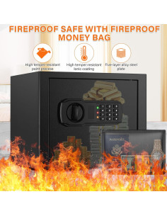 Caja Fuerte Ignífuga GHJGAGE 1.2 Pies Cúbicos Impermeable 2