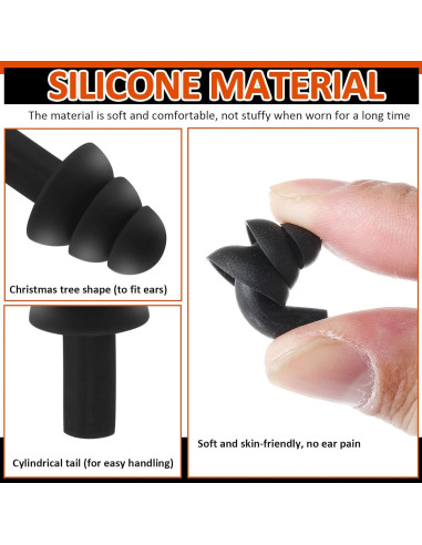 Tapones para Oídos Xuhal 200 Pares Silicona con Cable Negro