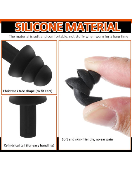 Tapones para Oídos Xuhal 200 Pares Silicona con Cable Negro