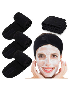 Cinta de Spa Whaline 4 Piezas Toalla Elástica Negra 62x8.5cm