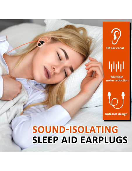 Tapones para Oídos Xuhal 200 Pares Silicona con Cable Negro