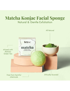 Esponja Exfoliante Facial Tease Tea de Matcha Konjac 3.81cm 2