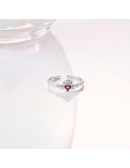 Anillo Abierto de Dedo Ajustable Plata Esterlina 925 Mujer