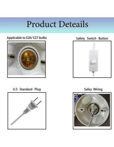 Portalámparas con cable 7.62 m E26/E27 DXMKOP con interruptor