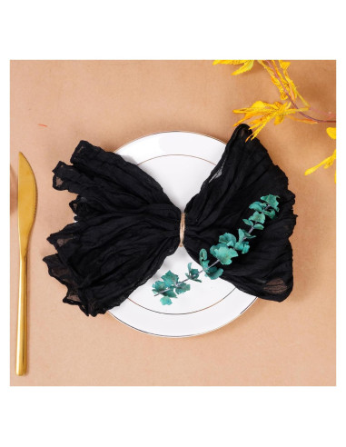 Juego de 12 Servilletas de Gasa Nydotd 50x50 cm Rústicas Negras