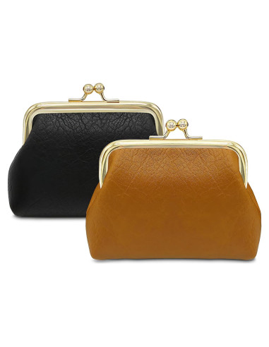 2 Monederos Pequeños de Cuero PU Vifrxac con Cierre Tipo Beso