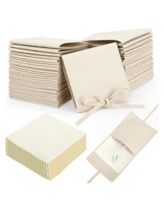 120 Bolsas de Microfibra para Joyería Cunno Beige 8x8 cm