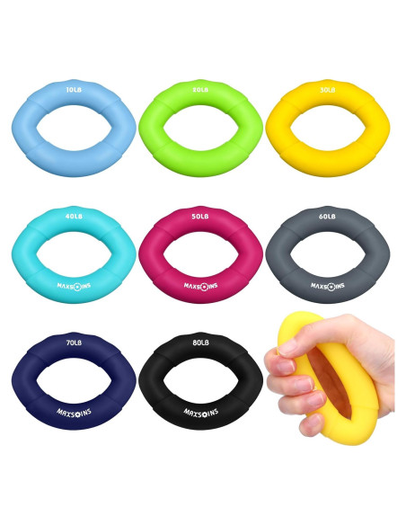 Anillo de Fuerza de Mano RoundFunny - Kit de 8 Piezas para Ejercicio