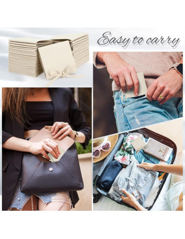 120 Bolsas de Microfibra para Joyería Cunno Beige 8x8 cm