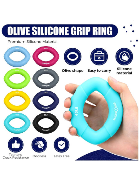 Anillo de Fuerza de Mano RoundFunny - Kit de 8 Piezas para Ejercicio