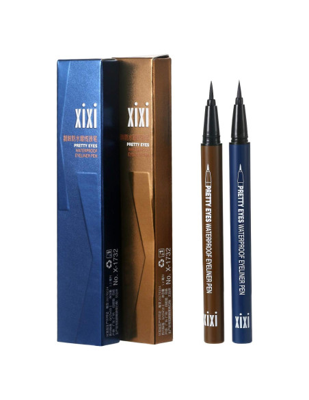 Delineador Líquido Vtrem - Azul Marino y Marrón Claro, Impermeable