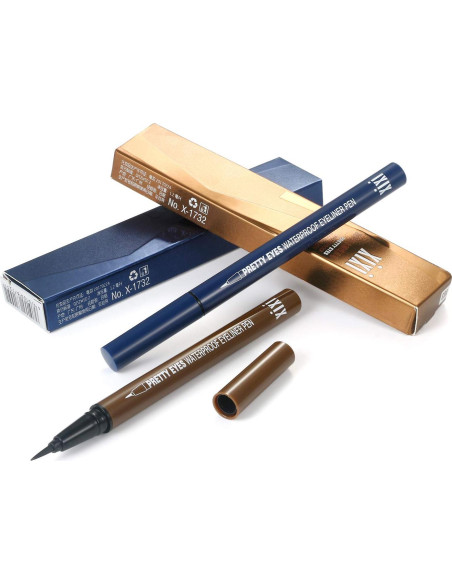 Delineador Líquido Vtrem - Azul Marino y Marrón Claro, Impermeable