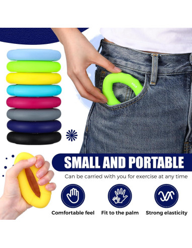 Anillo de Fuerza de Mano RoundFunny - Kit de 8 Piezas para Ejercicio