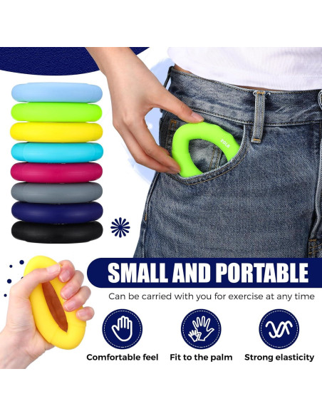 Anillo de Fuerza de Mano RoundFunny - Kit de 8 Piezas para Ejercicio
