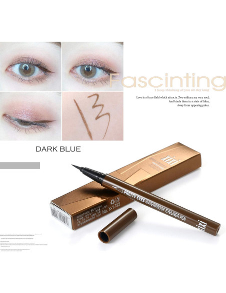 Delineador Líquido Vtrem - Azul Marino y Marrón Claro, Impermeable