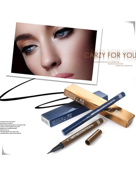 Delineador Líquido Vtrem - Azul Marino y Marrón Claro, Impermeable