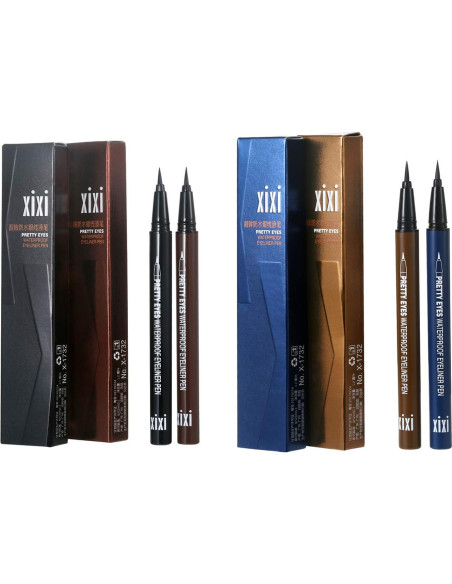 Delineador Líquido Vtrem - Azul Marino y Marrón Claro, Impermeable